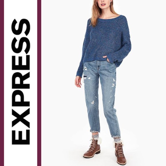 Express | Cable Knit Keyhole Back Pullover Sweater - Picture 10 of 10
